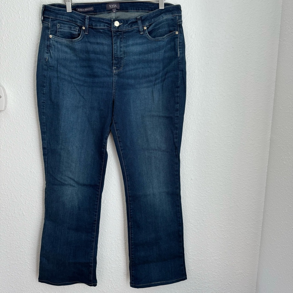 NYDJ dark blue wash Barbara bootcut denim jean size 16